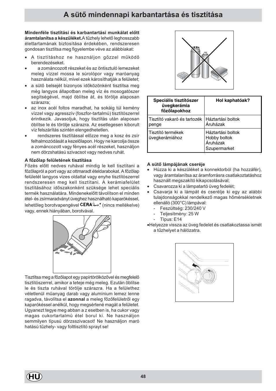 A sütõ mindennapi karbantartása és tisztítása | Indesit K3C11/R User Manual | Page 48 / 68