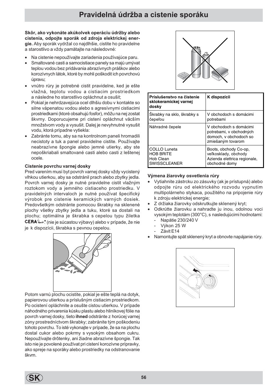 Pravidelná údrba a cistenie sporáku | Indesit K3C11/R User Manual | Page 56 / 68