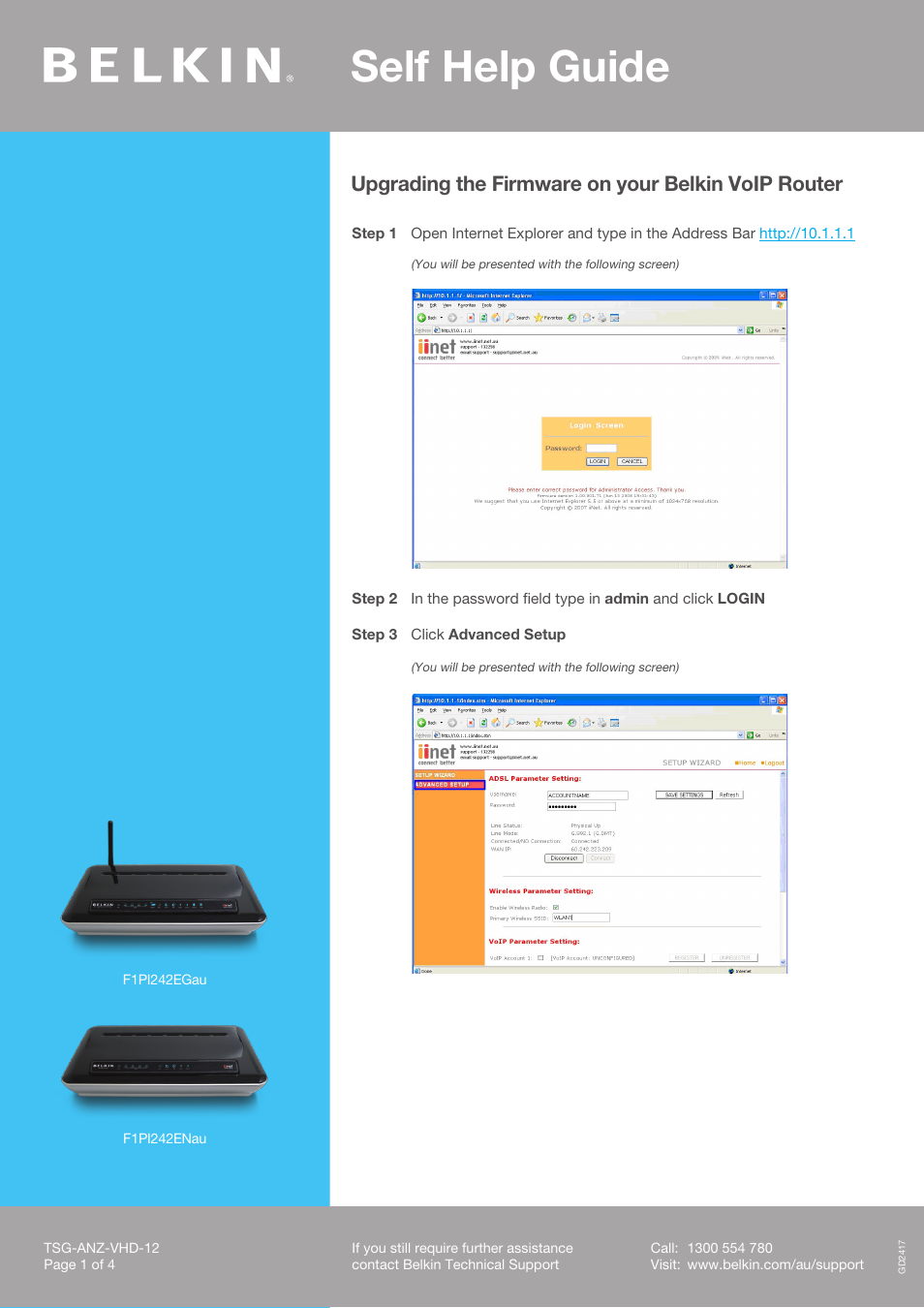 Belkin F1PI242ENAU User Manual | 4 pages