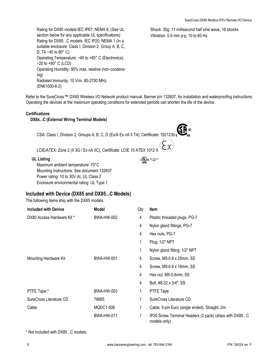 Banner SureCross DX85 Modbus RTU Remote I/O Device User Manual | Page 8 / 9