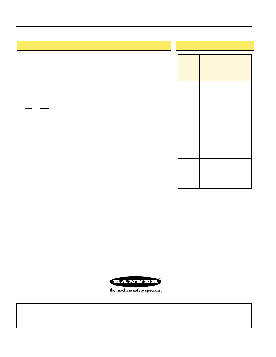 Msm series corner mirrors, Guidelines for excess gain values excess gain | Banner MSM Series Corner Mirrors User Manual | Page 4 / 4