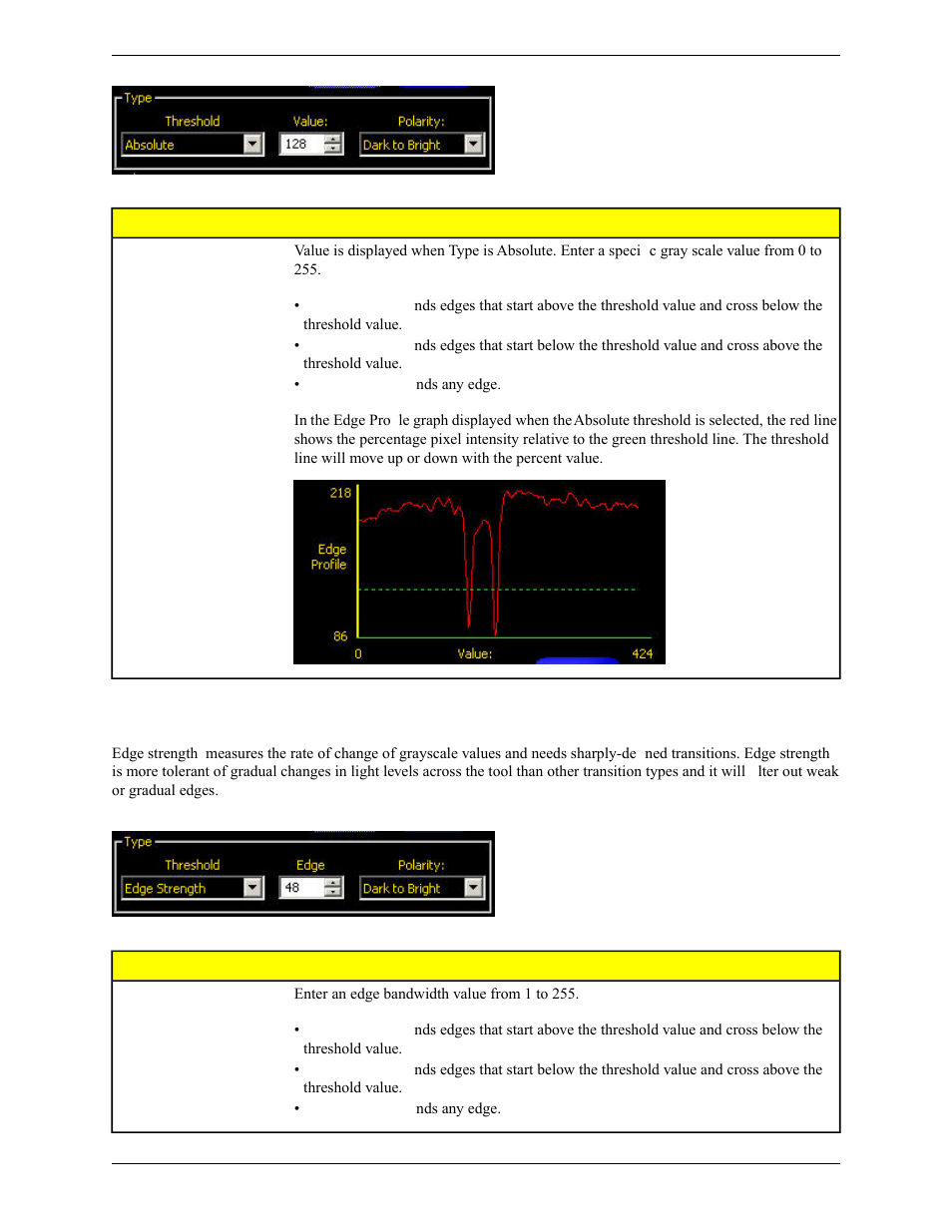 Edge strength | Banner PresencePLUS Pro COLOR—PROII Camera User Manual | Page 101 / 392