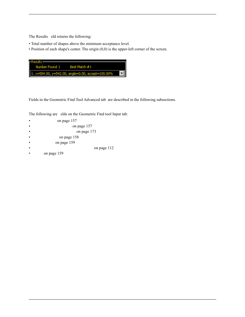 Results, Geometric find tool advanced tab | Banner PresencePLUS Pro COLOR—PROII Camera User Manual | Page 109 / 392