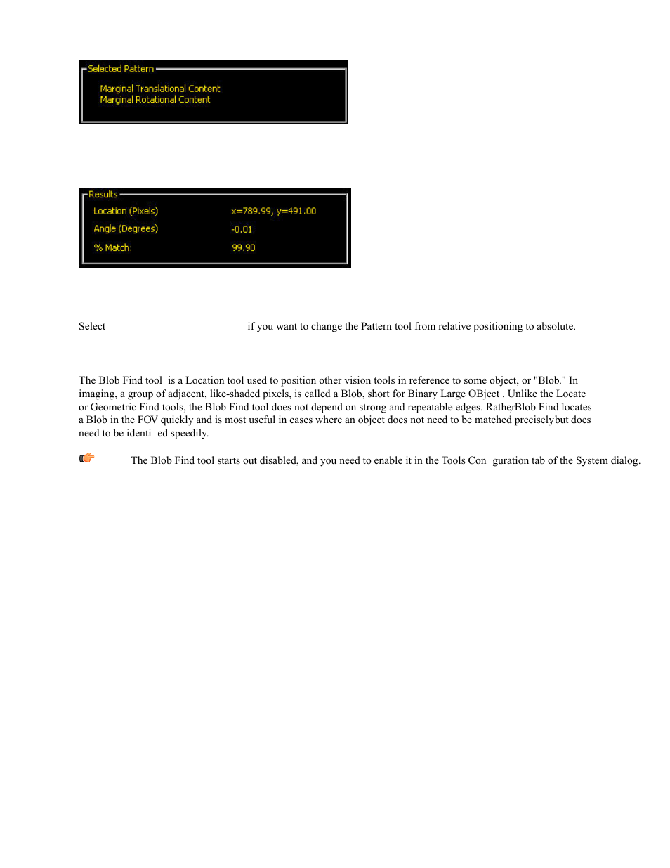 Results, Pattern find advanced tab, 4 blob find tool | Banner PresencePLUS Pro COLOR—PROII Camera User Manual | Page 115 / 392