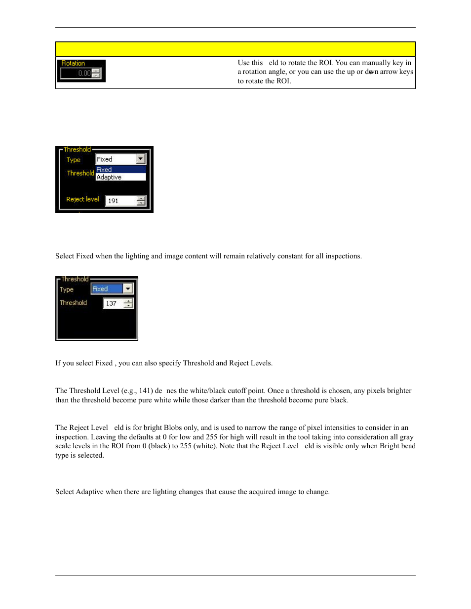 Threshold, Fixed, Adaptive | Banner PresencePLUS Pro COLOR—PROII Camera User Manual | Page 131 / 392