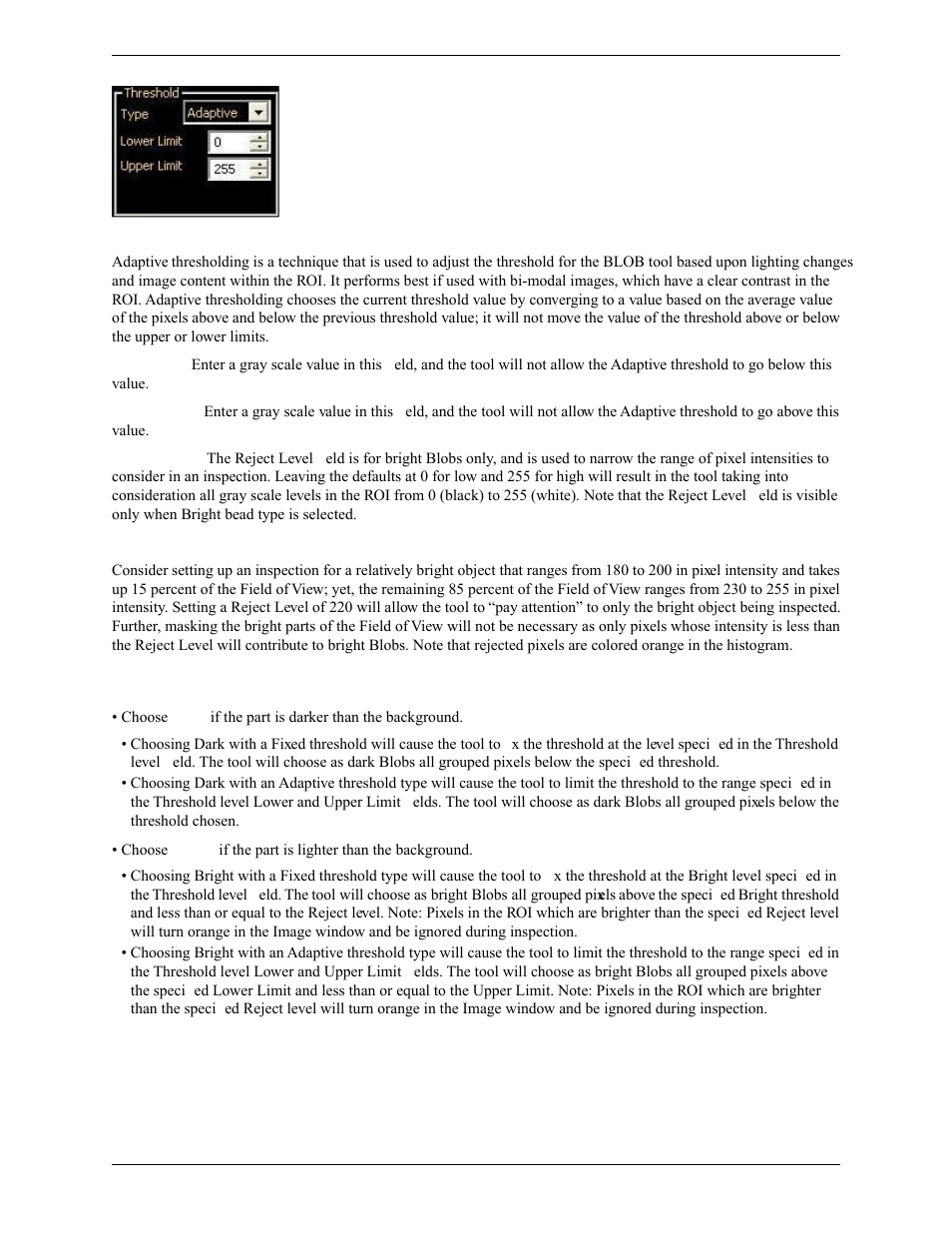 Reject level example, Blob type, Blob detect tool input tab results | Banner PresencePLUS Pro COLOR—PROII Camera User Manual | Page 132 / 392