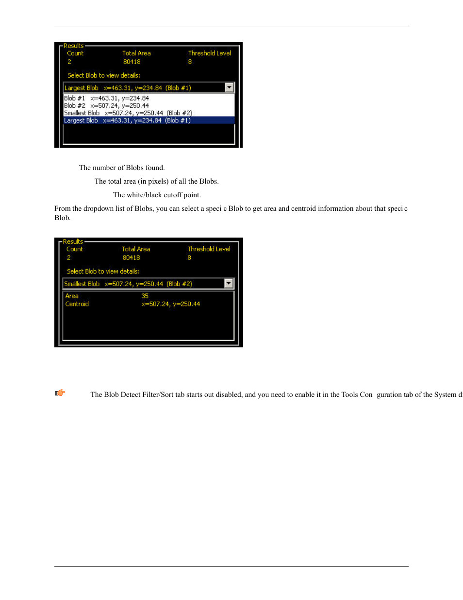 Blob detect filter/sort tab | Banner PresencePLUS Pro COLOR—PROII Camera User Manual | Page 133 / 392