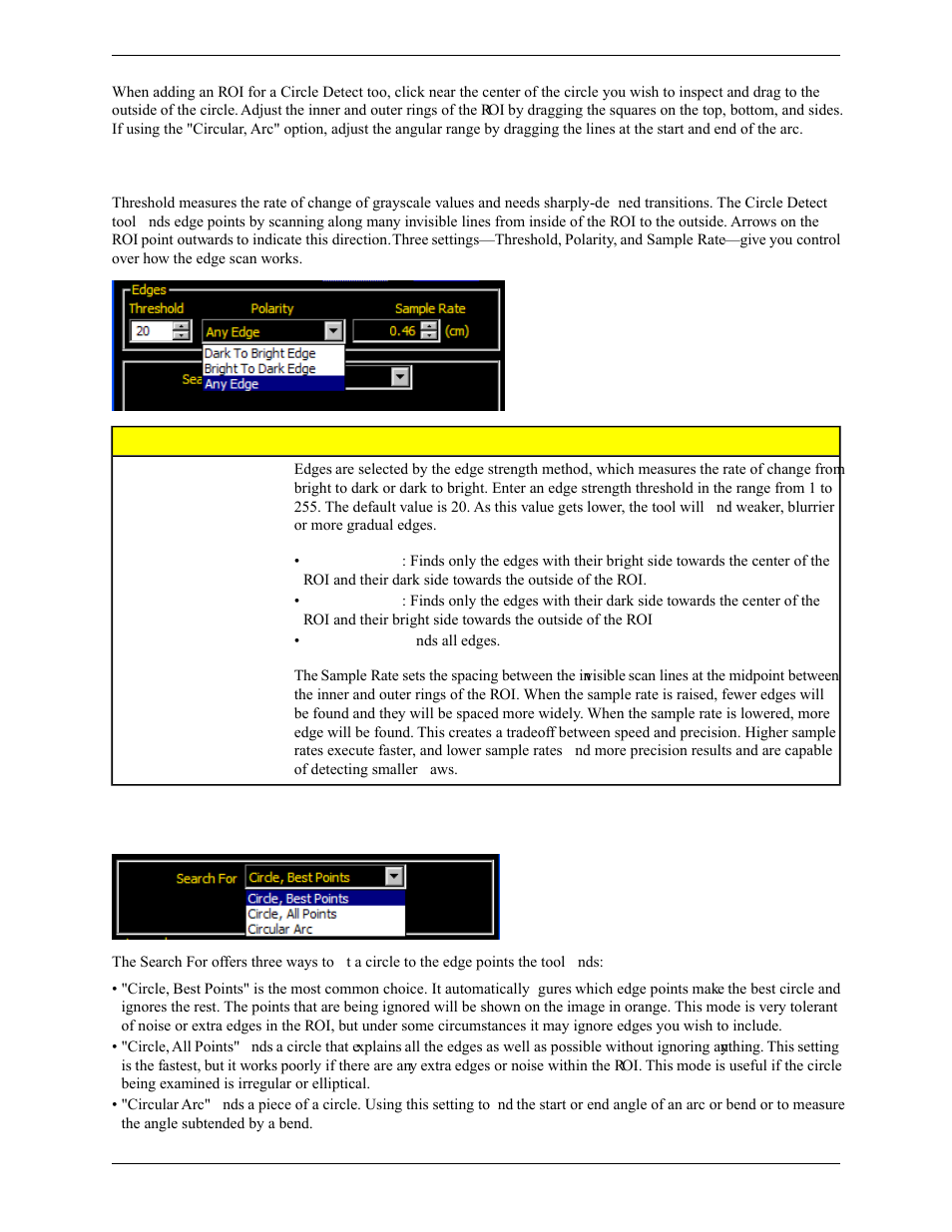 Edges, Search for field | Banner PresencePLUS Pro COLOR—PROII Camera User Manual | Page 143 / 392
