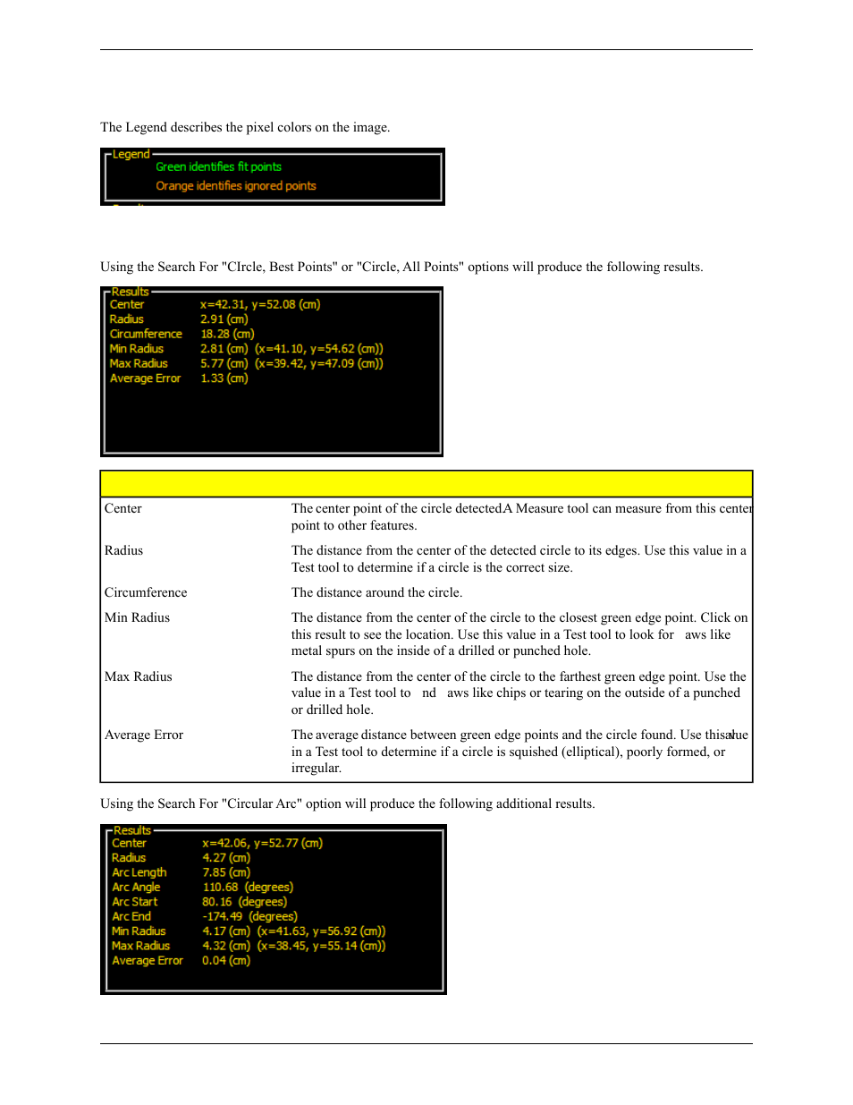 Legend, Results | Banner PresencePLUS Pro COLOR—PROII Camera User Manual | Page 145 / 392