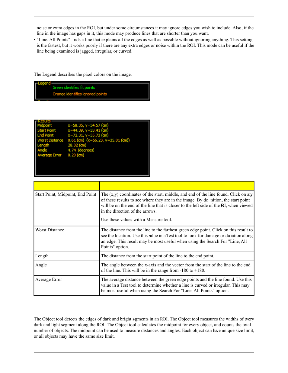 Legend, Results, 7 object tool | Banner PresencePLUS Pro COLOR—PROII Camera User Manual | Page 162 / 392