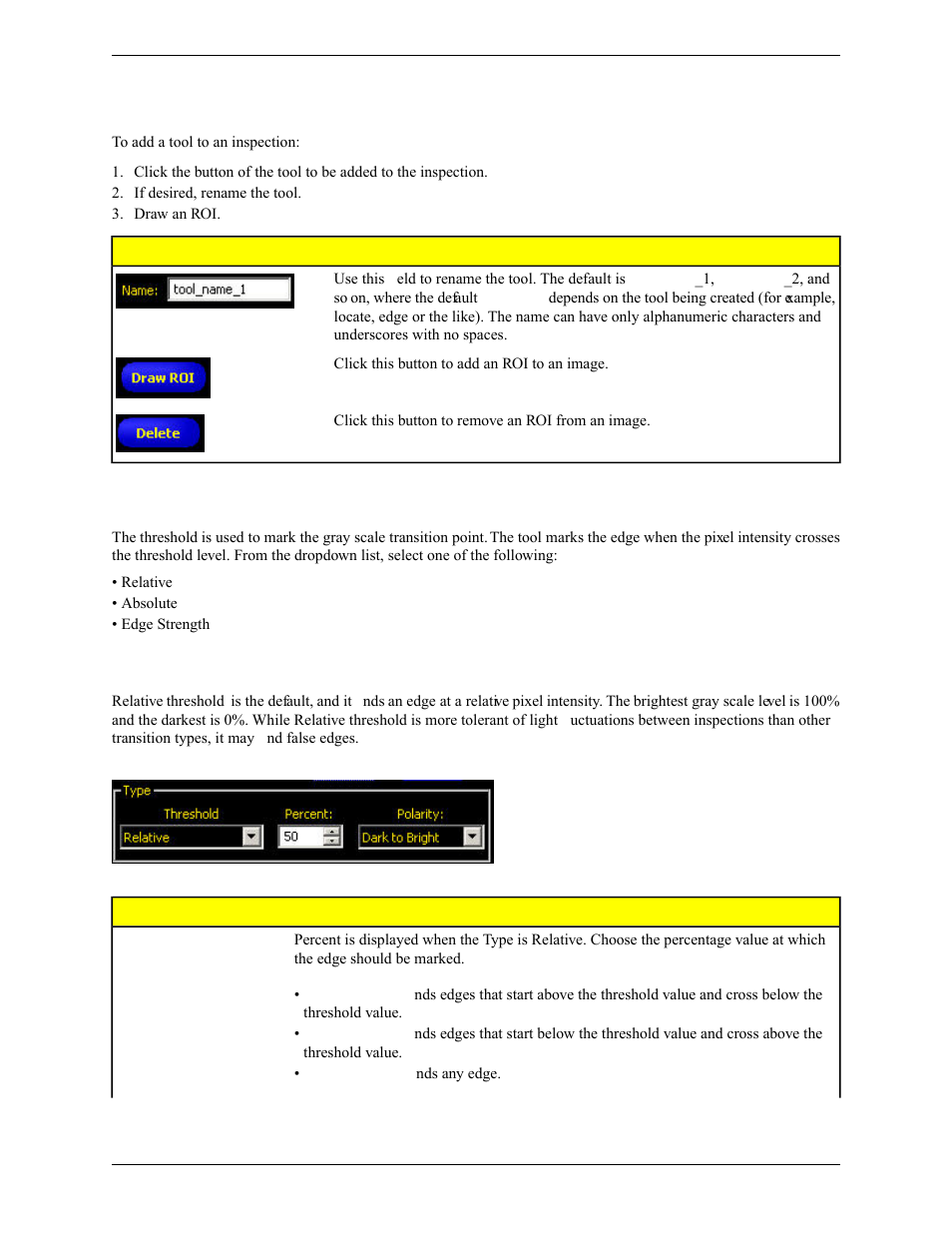 Adding a linear tool, Threshold type, Relative threshold | Banner PresencePLUS Pro COLOR—PROII Camera User Manual | Page 164 / 392
