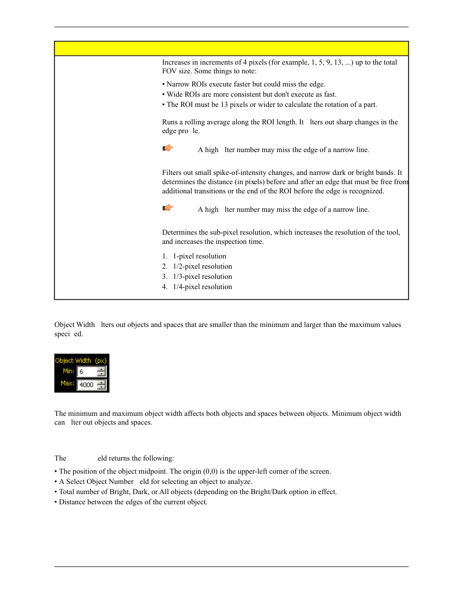 Object width, Object tool results | Banner PresencePLUS Pro COLOR—PROII Camera User Manual | Page 170 / 392
