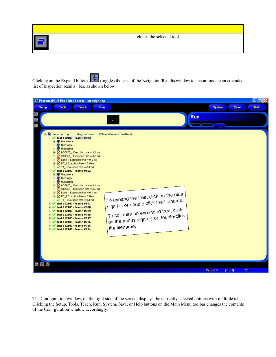 Expand button, 4 configuration window | Banner PresencePLUS Pro COLOR—PROII Camera User Manual | Page 18 / 392