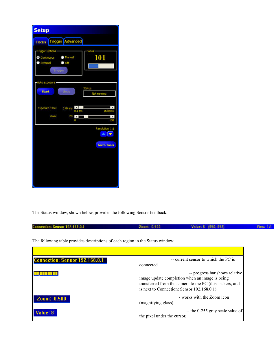 5 status window | Banner PresencePLUS Pro COLOR—PROII Camera User Manual | Page 19 / 392