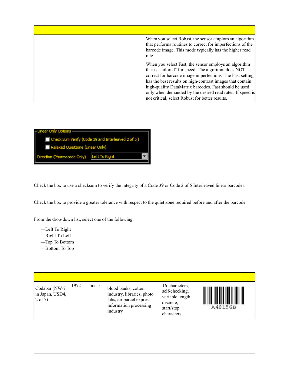 Linear only options, 3 barcodes read by banner bcr | Banner PresencePLUS Pro COLOR—PROII Camera User Manual | Page 200 / 392