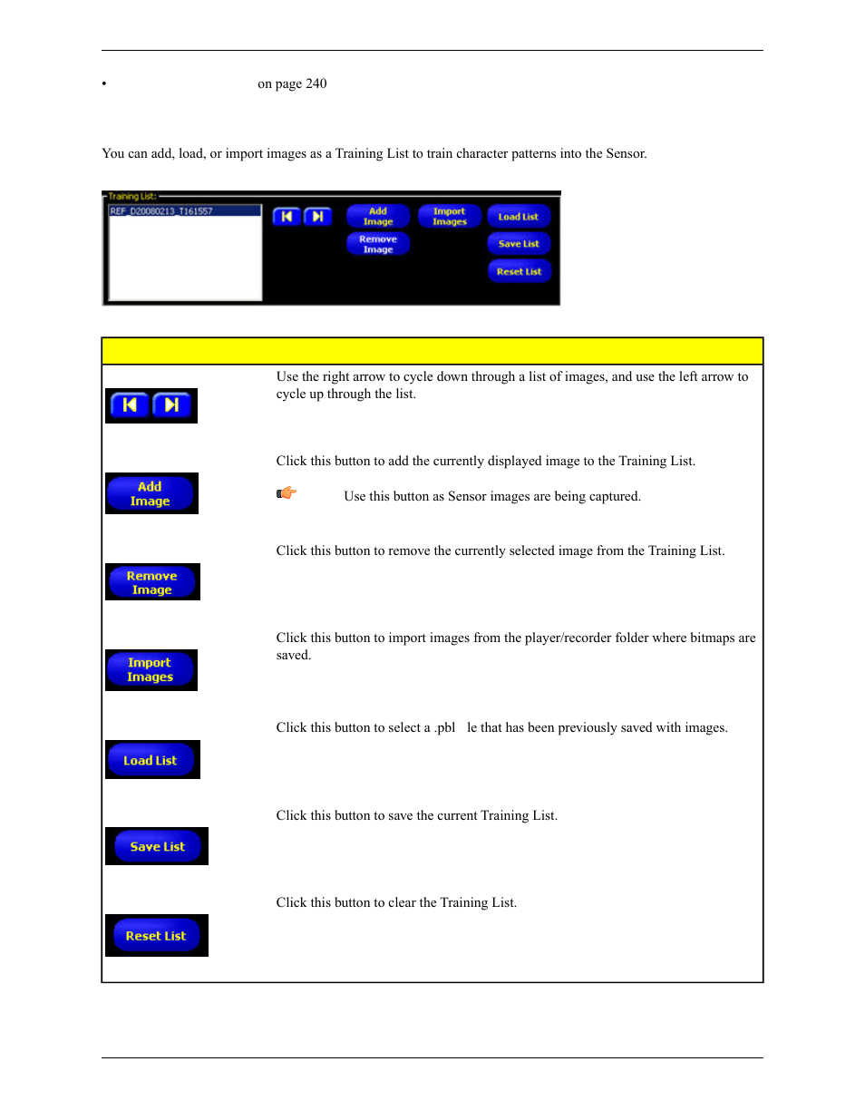 Training list | Banner PresencePLUS Pro COLOR—PROII Camera User Manual | Page 213 / 392