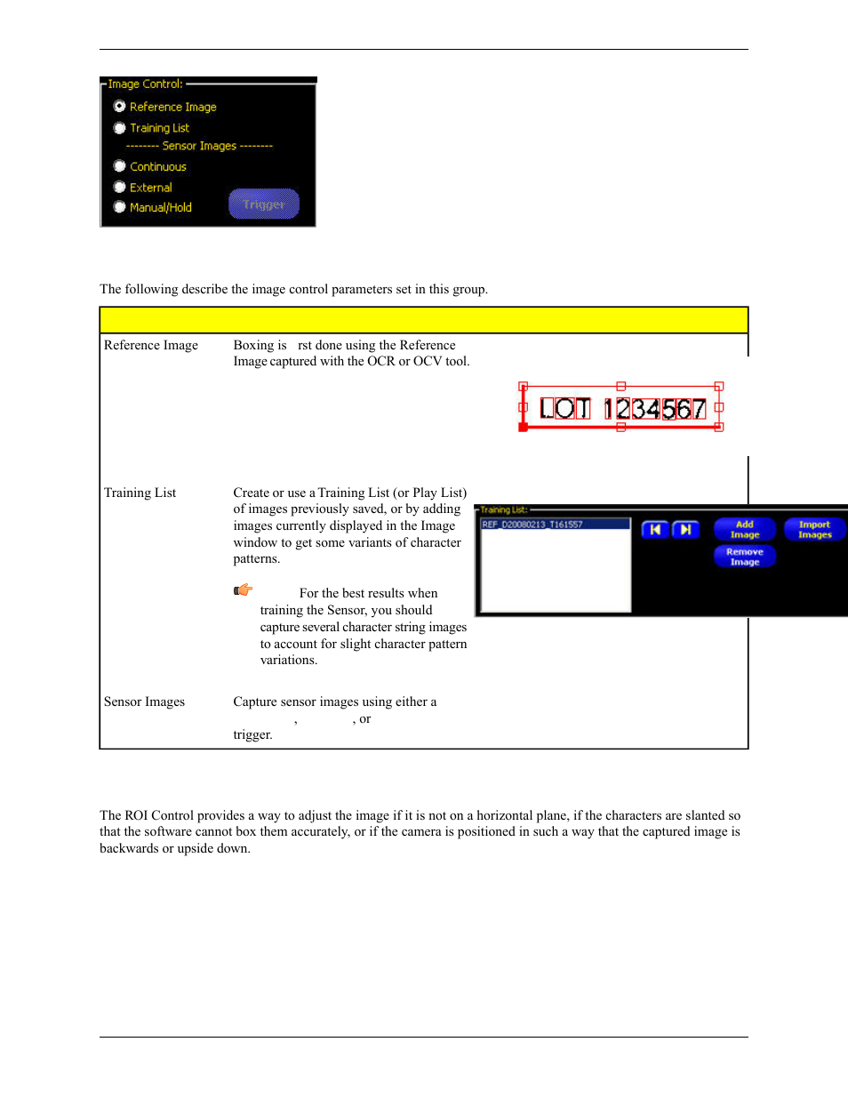 Roi control calibration | Banner PresencePLUS Pro COLOR—PROII Camera User Manual | Page 233 / 392