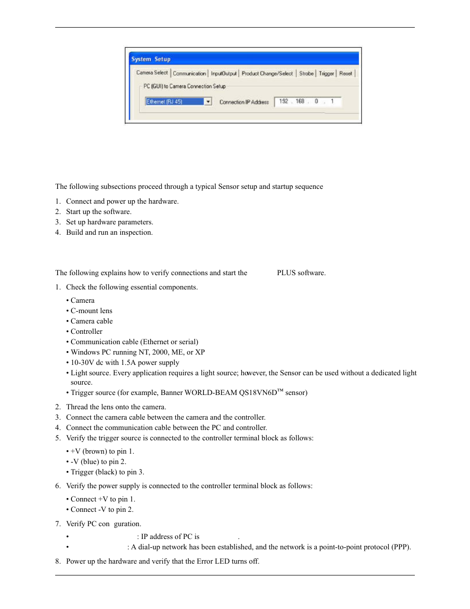 2 typical setup and startup sequence, 3 startup and troubleshooting | Banner PresencePLUS Pro COLOR—PROII Camera User Manual | Page 25 / 392