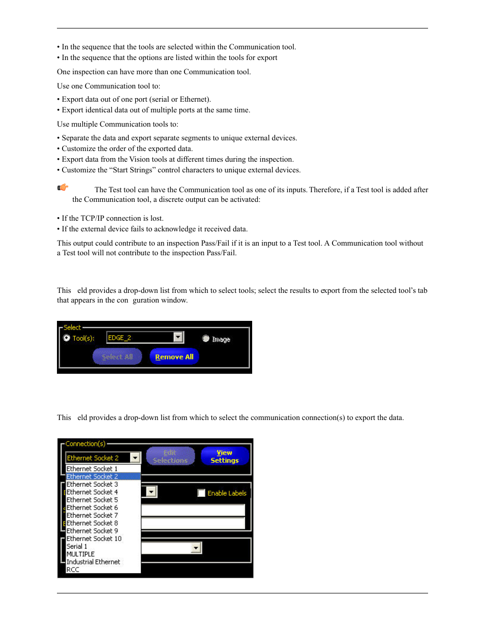 Select, Connections | Banner PresencePLUS Pro COLOR—PROII Camera User Manual | Page 250 / 392