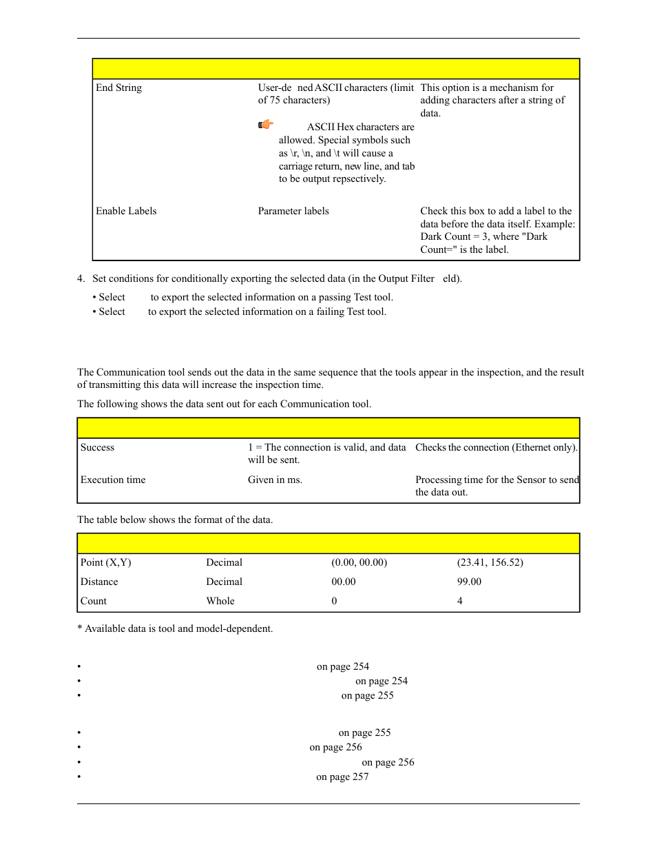Communication tool exportable results | Banner PresencePLUS Pro COLOR—PROII Camera User Manual | Page 253 / 392