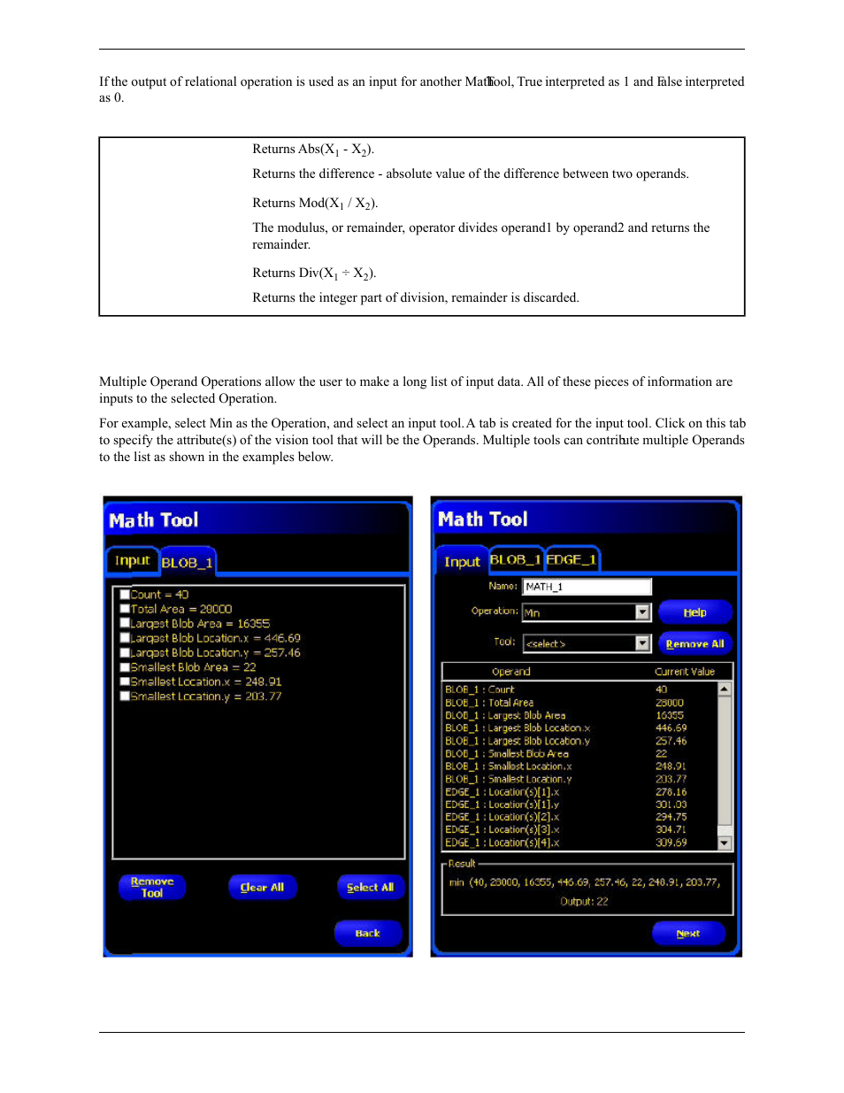 Two operand functions, Multiple operand operations | Banner PresencePLUS Pro COLOR—PROII Camera User Manual | Page 270 / 392