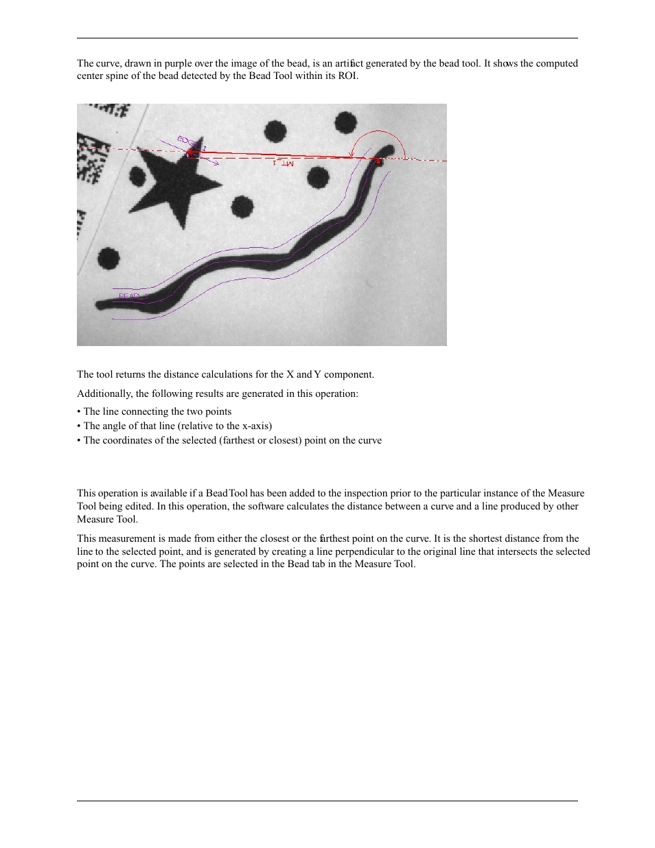 Measure from a curve to a line | Banner PresencePLUS Pro COLOR—PROII Camera User Manual | Page 275 / 392