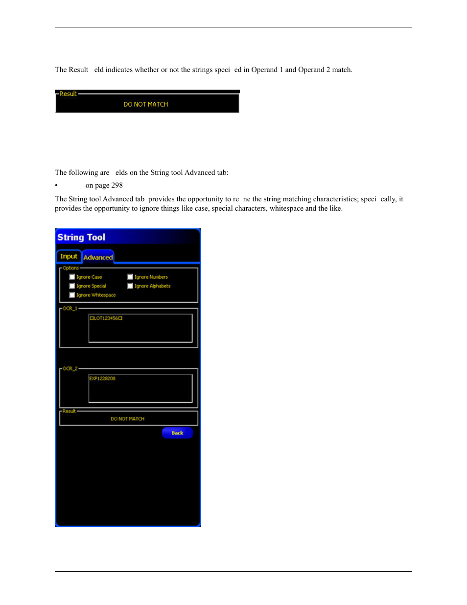 Result field, Advanced tab | Banner PresencePLUS Pro COLOR—PROII Camera User Manual | Page 297 / 392