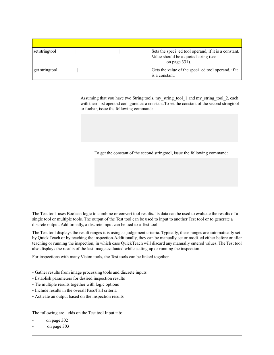 String tool and the remote command channel (rcc), 6 test tool, Test tool | Banner PresencePLUS Pro COLOR—PROII Camera User Manual | Page 301 / 392