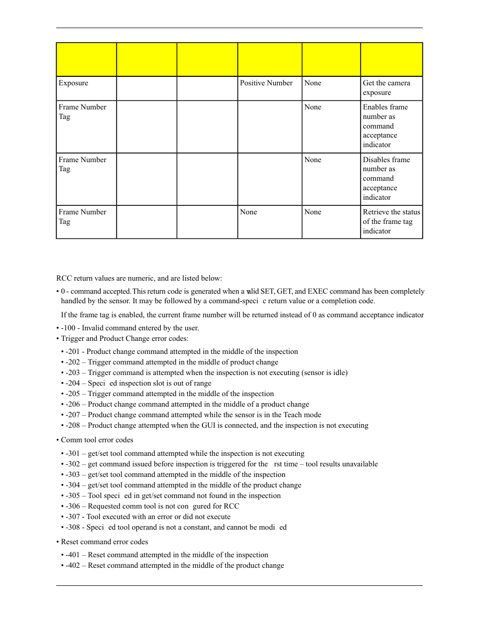 2 rcc return values | Banner PresencePLUS Pro COLOR—PROII Camera User Manual | Page 328 / 392