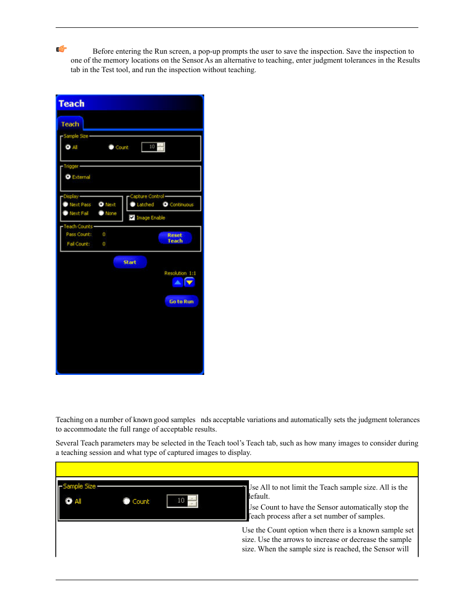 1 teaching an inspection | Banner PresencePLUS Pro COLOR—PROII Camera User Manual | Page 334 / 392
