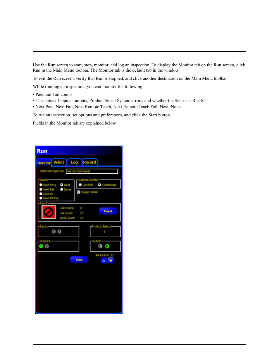 Run screen, Chapter 10: run screen, Chapter 10 run screen | Banner PresencePLUS Pro COLOR—PROII Camera User Manual | Page 339 / 392