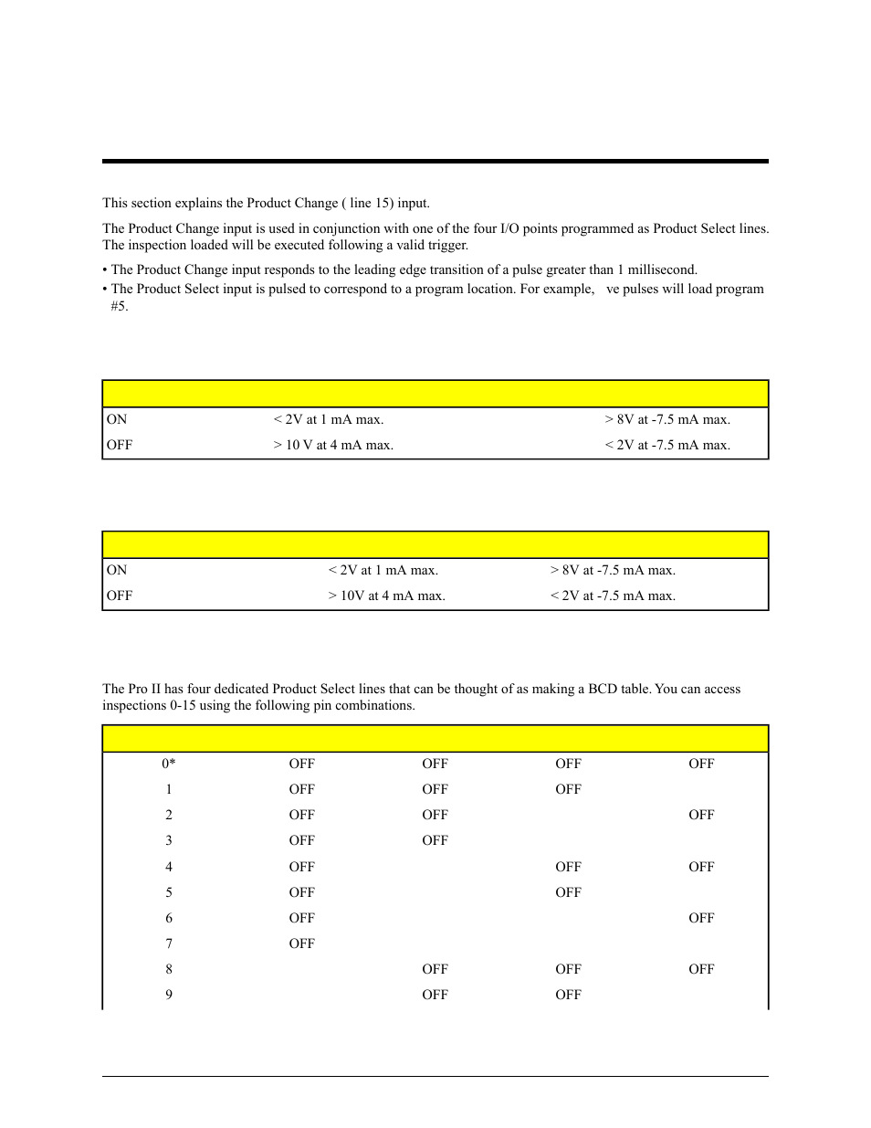 Product change, 1 product change specifications, 2 product select input specifications | 3 proii product select, Chapter 11: product change, Chapter 11 product change | Banner PresencePLUS Pro COLOR—PROII Camera User Manual | Page 353 / 392