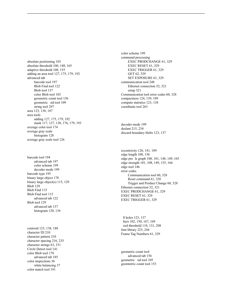 Index | Banner PresencePLUS Pro COLOR—PROII Camera User Manual | Page 389 / 392