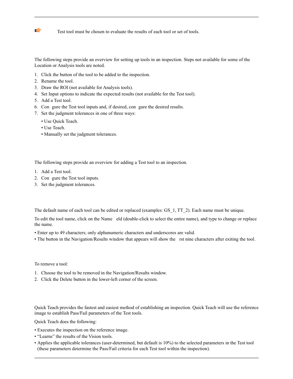 2 adding a tool, 3 adding a test tool, 4 renaming tools | 5 removing a tool, 3 quick teach | Banner PresencePLUS Pro COLOR—PROII Camera User Manual | Page 42 / 392