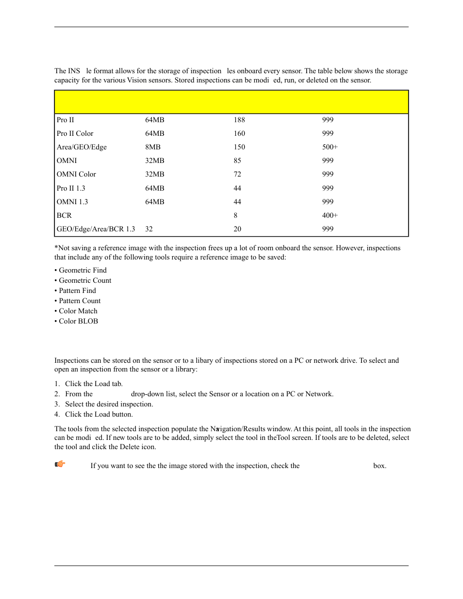 2 inspection storage capacity | Banner PresencePLUS Pro COLOR—PROII Camera User Manual | Page 45 / 392