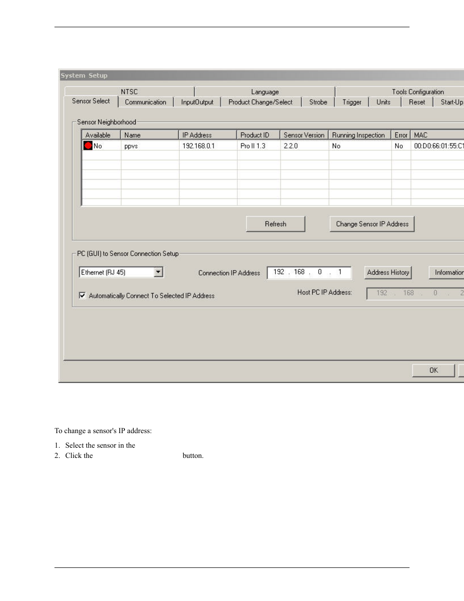 1 change sensor ip address | Banner PresencePLUS Pro COLOR—PROII Camera User Manual | Page 48 / 392