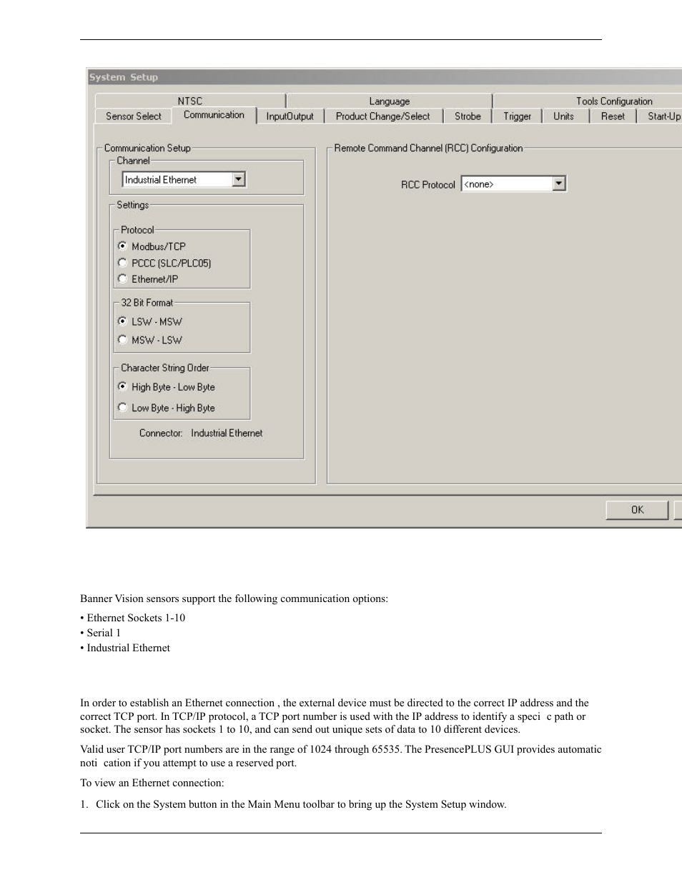 1 communication setup, Ethernet connection | Banner PresencePLUS Pro COLOR—PROII Camera User Manual | Page 52 / 392