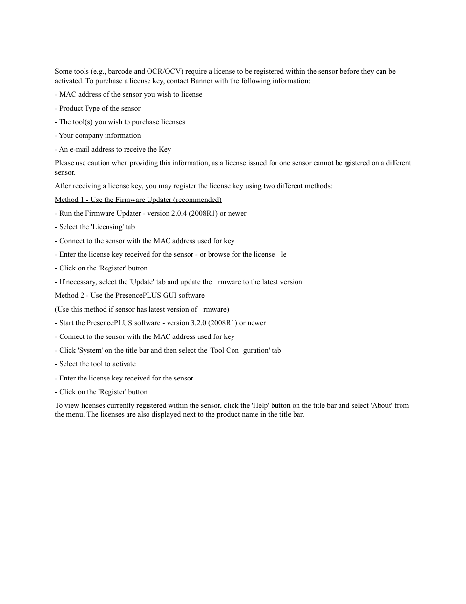 4 tool licensing | Banner PresencePLUS Pro COLOR—PROII Camera User Manual | Page 96 / 392