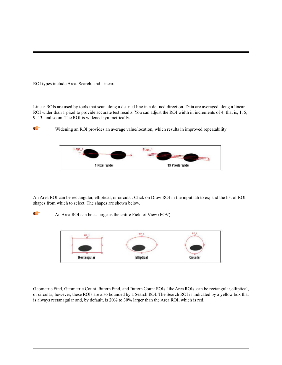 Presenceplus software tools, 1 roi types, 1 linear roi | 2 area roi, 3 search roi, Chapter 7: presenceplus software tools, 1 linear roi 7.1.2 area roi 7.1.3 search roi, Chapter 7 presenceplus software tools | Banner PresencePLUS Pro COLOR—PROII Camera User Manual | Page 97 / 392