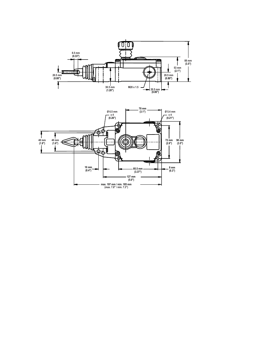 Dimensions | Banner RP-RM83F Rope Pull Switches User Manual | Page 8 / 11