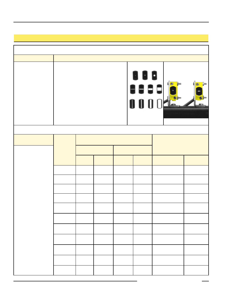 Mini-beam universal voltage series, Apertures | Banner MINI-BEAM Series User Manual | Page 10 / 12