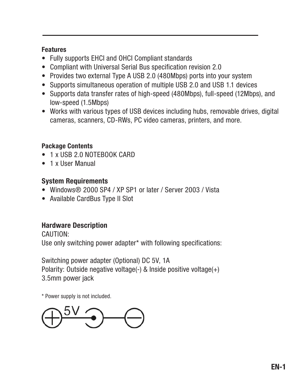 Belkin USB 2.0 Notebook Card F4U008 User Manual | Page 2 / 7