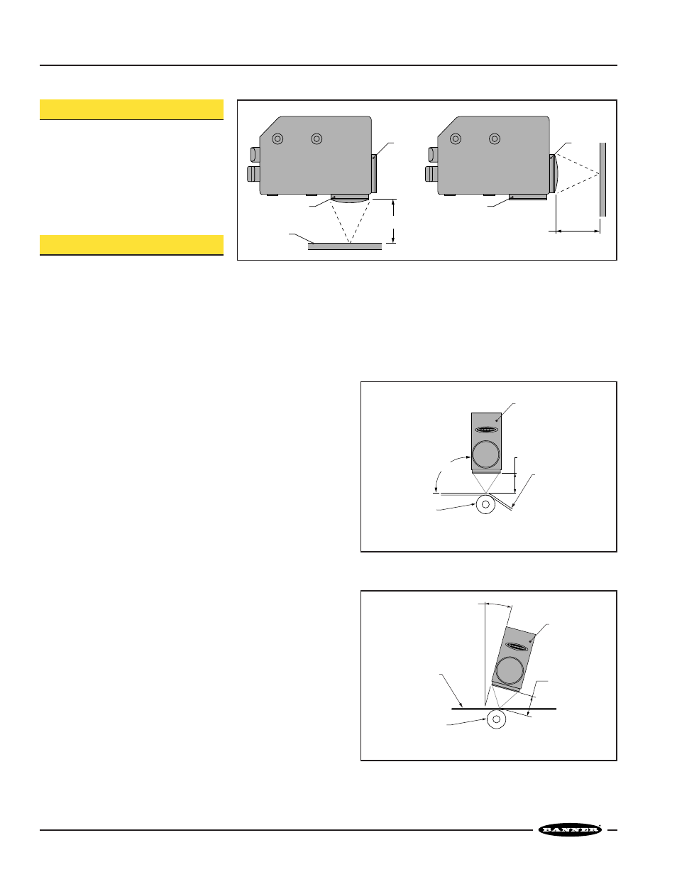 R55 color mark sensor, Lens location mounting | Banner R55E Series User Manual | Page 4 / 8