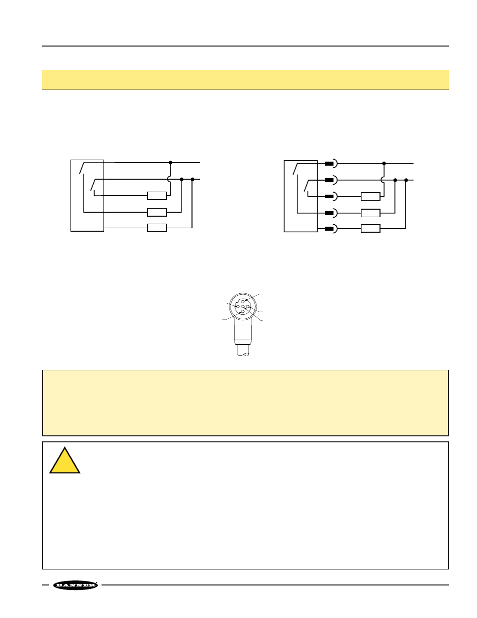 R55 color mark sensor, R55 hookup diagrams, Quick disconnect (qd) option | Pin euro-style pin-out, Warning ... not a safety device | Banner R55E Series User Manual | Page 7 / 8