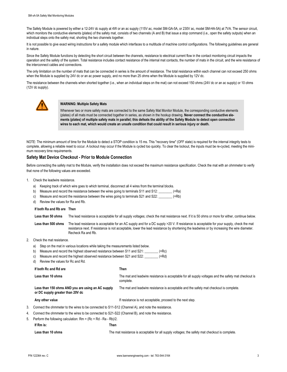 Banner Safety Mat Monitoring Modules User Manual | Page 3 / 8