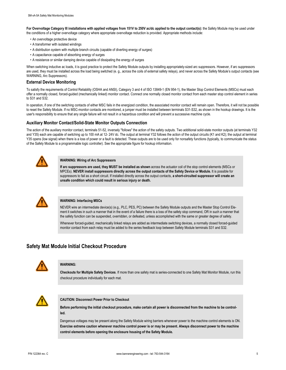 Safety mat module initial checkout procedure | Banner Safety Mat Monitoring Modules User Manual | Page 5 / 8