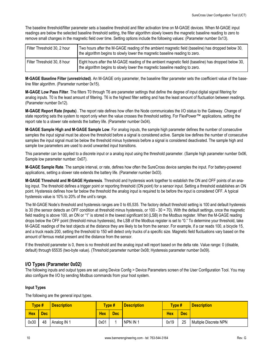 I/o types (parameter 0x02) | Banner SureCross DX80 Wireless Networks User Manual | Page 10 / 31