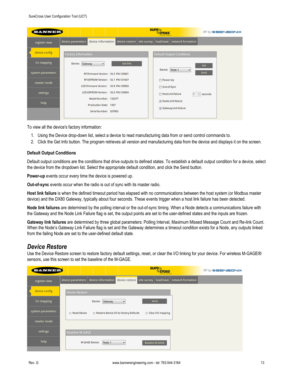 Device restore | Banner SureCross DX80 Wireless Networks User Manual | Page 13 / 31