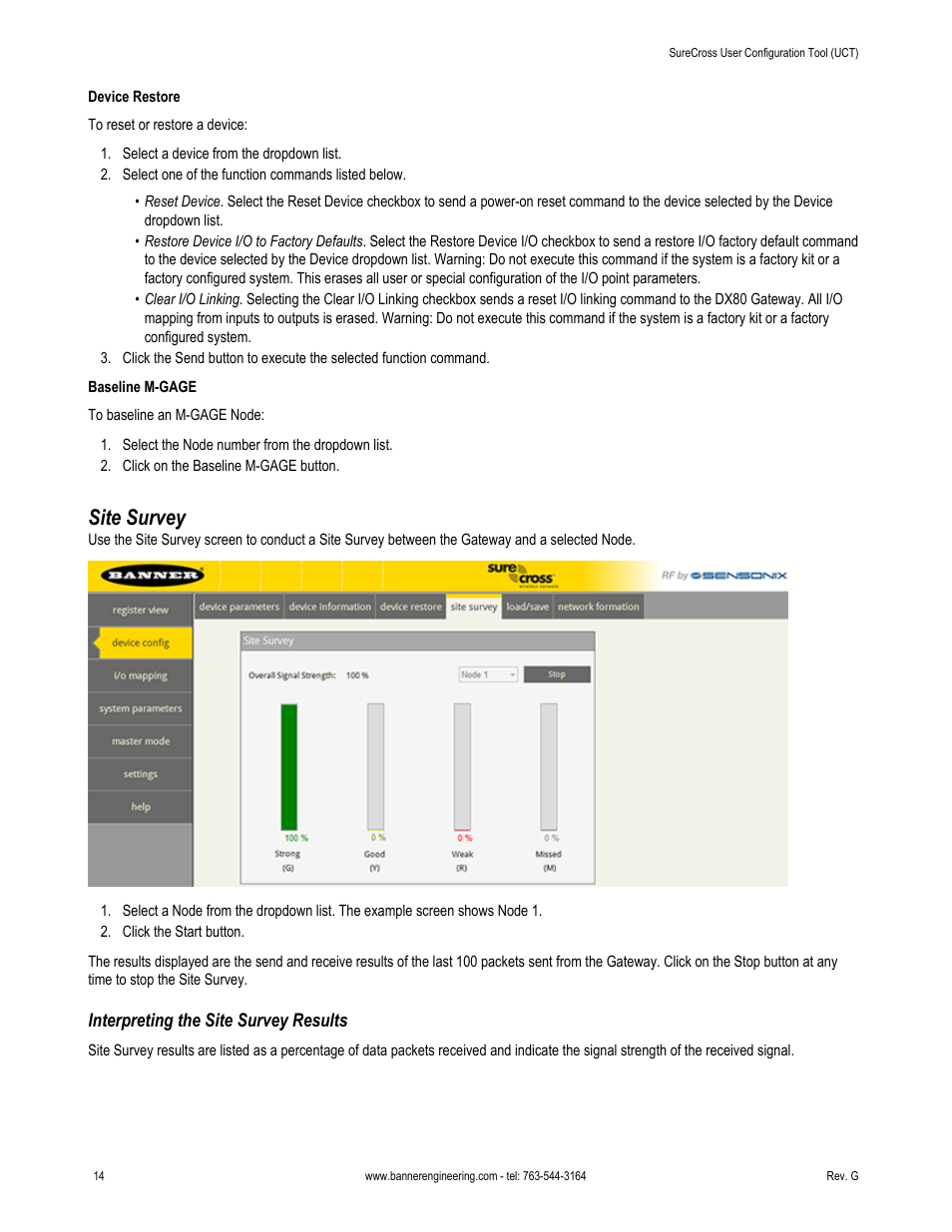 Site survey, Interpreting the site survey results | Banner SureCross DX80 Wireless Networks User Manual | Page 14 / 31