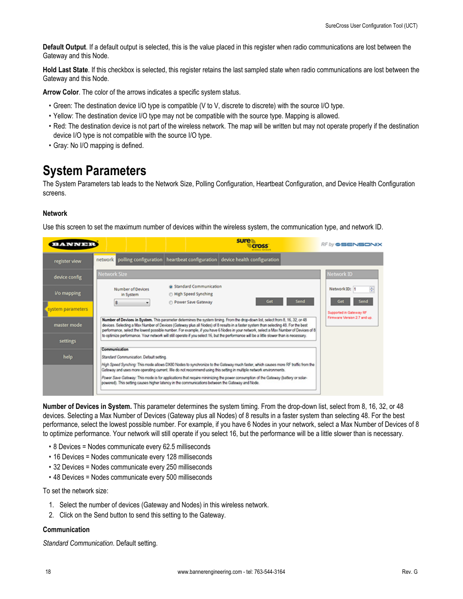 System parameters | Banner SureCross DX80 Wireless Networks User Manual | Page 18 / 31